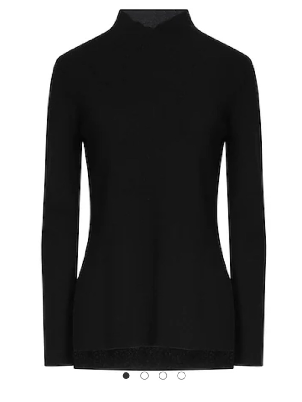 Theory Women's Black Side Drape Mock-Neck Long Sleeve Ribbed Slim Sweater L